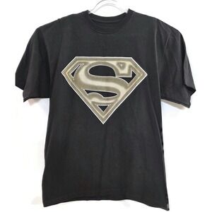 Superman Shirt Mens Large Black LOT29 Silver Shield Logo DC Comics Tee‎